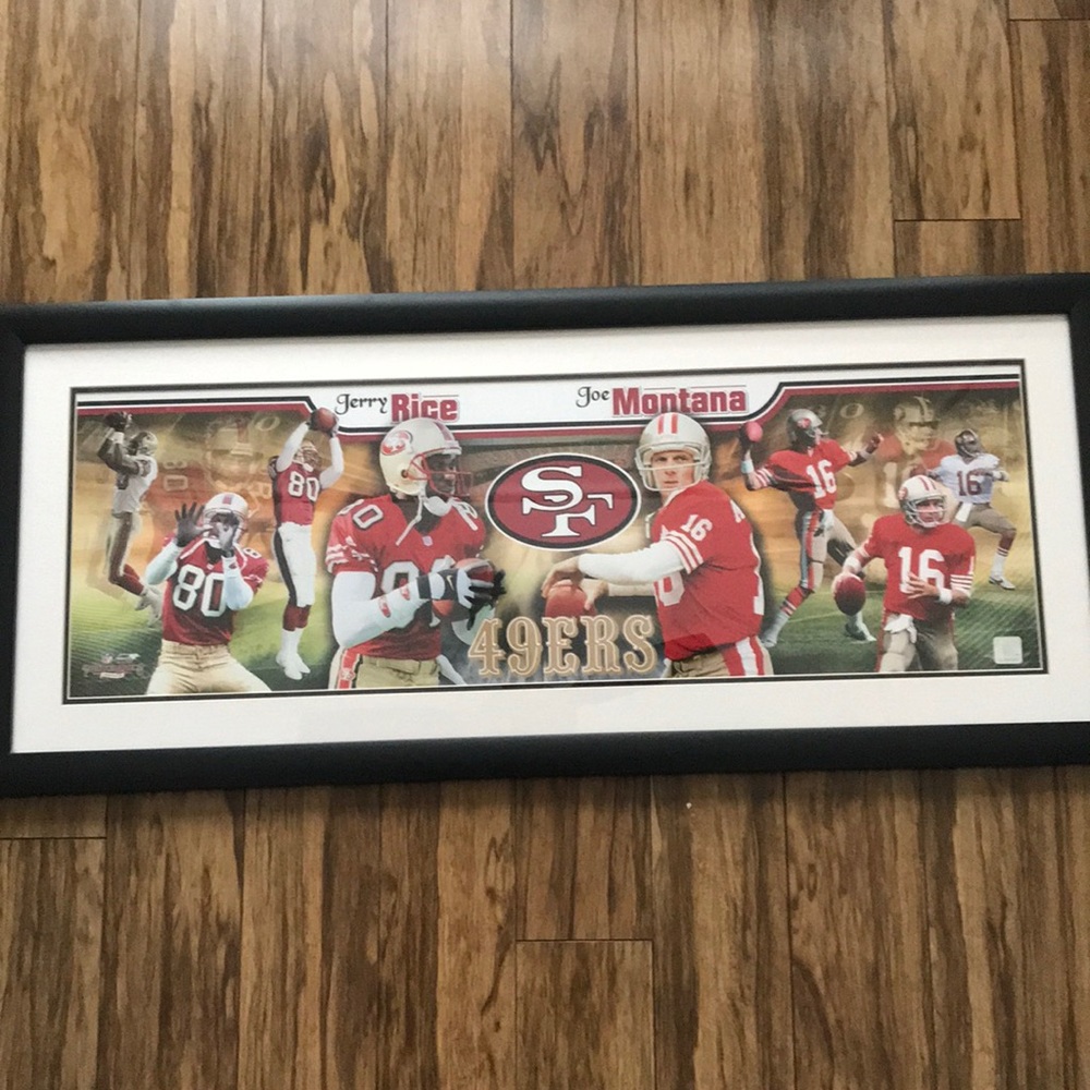 NFL Photoramics-SF 49ers Jerry Rice and Joe Montana hologram framed picture-